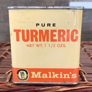 Vintage Pure Turmeric Malkin’s Spice Tin 1.5oz